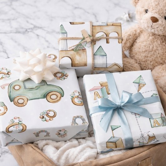 Wasserfarben-Baby-Design Geschenkpapier Set