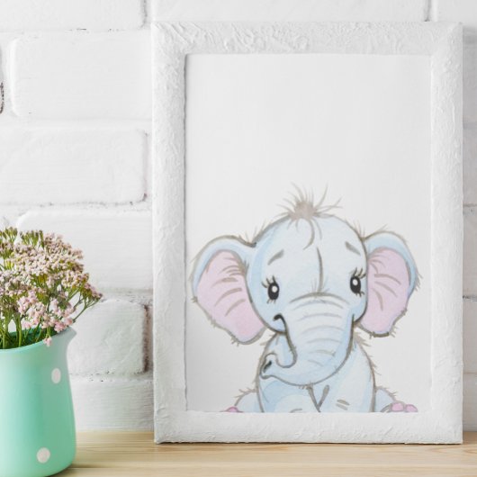 Wasserfarben Baby Elephant Kinderzimmer Adorable Poster