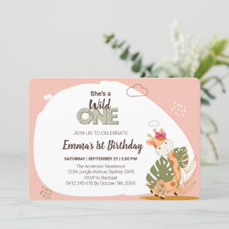 Wasserfarben-Baby Giraffe, Safari-Tiere zum Geburt Einladung