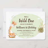 Wasserfarben-Baby Giraffe, Safari-Tiere zum Geburt Einladung (Vorderseite)