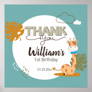 Wasserfarben-Baby Giraffe, Safari-Tiere zum Geburt Poster