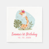 Wasserfarben-Baby Giraffe, Safari-Tiere zum Geburt Serviette (Vorderseite)