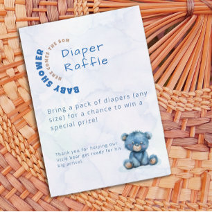 Wasserfarben-Baby-Party für Jungen Windel-Raffle Begleitkarte