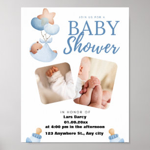Wasserfarben-Baby-Shower-Einladung Poster