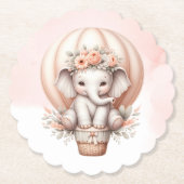 Wasserfarben-Baby-Shower-Pfirsich-Elefant Untersetzer (Vorderseite)