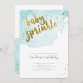 Wasserfarben Baby Sprinkle - Aqua Einladung (Vorne/Hinten)