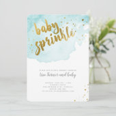 Wasserfarben Baby Sprinkle - Aqua Einladung (Stehend Vorderseite)