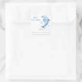 Wasserfarben - Babydusche Buchzeichen Quadratischer Aufkleber (Tasche)