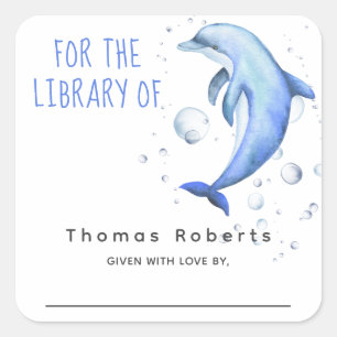 Wasserfarben - Babydusche Buchzeichen Quadratischer Aufkleber