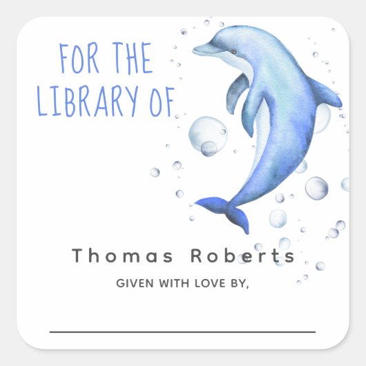 Wasserfarben - Babydusche Buchzeichen Quadratischer Aufkleber (Vorderseite)