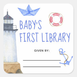 Wasserfarben - Babydusche Buchzeichen Quadratischer Aufkleber