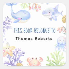 Wasserfarben - Babydusche Buchzeichen Quadratischer Aufkleber