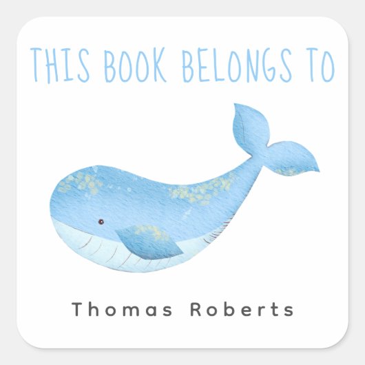 Wasserfarben - Babydusche Buchzeichen Quadratischer Aufkleber (Vorderseite)
