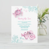 Wasserfarben-Babydusche Einladung unter dem Meer (Stehend Vorderseite)