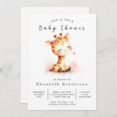 Wasserfarben-Babydusche für Giraffen Einladung (Vorne/Hinten)