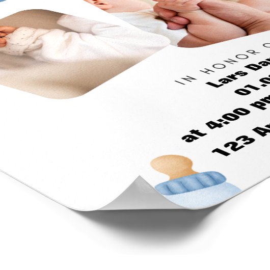 Wasserfarben-Babydusche Poster (Ecke)