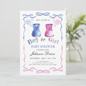 Wasserfarben-Babyschuh-Thema | Neutrale Babyparty Einladung (Stehend Vorderseite)