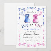 Wasserfarben-Babyschuh-Thema | Neutrale Babyparty Einladung (Vorne/Hinten)