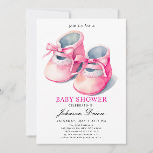 Wasserfarben-Babyschuhe-Thema   Neutrale Babyparty Einladung