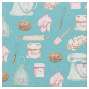 Wasserfarben Backen auf Aquamarin Stoff