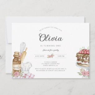 Wasserfarben Backen Geburtstagsparty Einladung