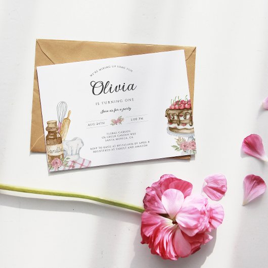 Wasserfarben Backen Geburtstagsparty Einladung