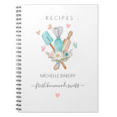 Wasserfarben Backutensilien Konditorei Koch Rezept Notizblock (Vorderseite)