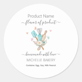 Wasserfarben Backutensilien Produktname Runder Aufkleber