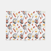 Wasserfarben Bacon & Eggs Frühstücksbuffet Muster Fleecedecke (Vorderseite (Horizontal))