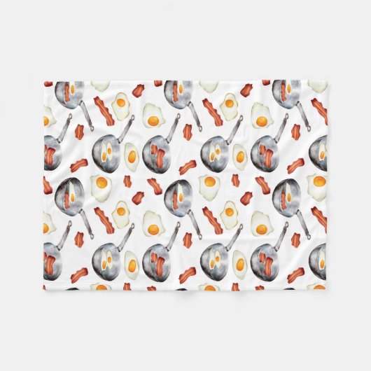 Wasserfarben Bacon & Eggs Frühstücksbuffet Muster Fleecedecke (Vorderseite (Horizontal))