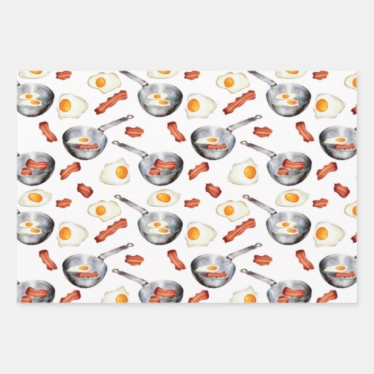 Wasserfarben Bacon & Eggs Frühstücksbuffet Muster Geschenkpapier Set (Vorderseite 2)
