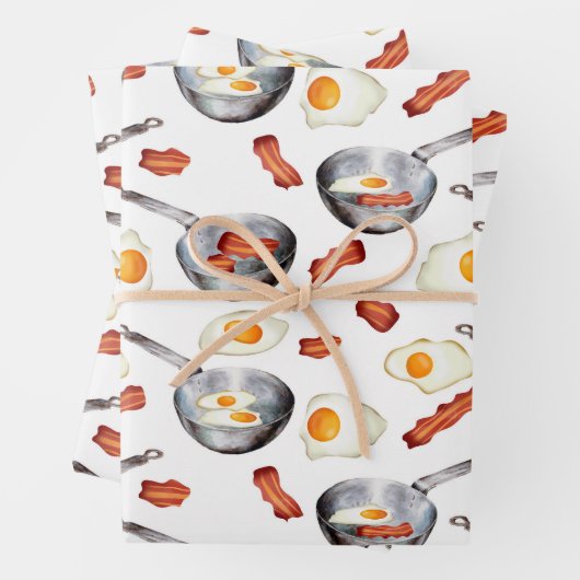 Wasserfarben Bacon & Eggs Frühstücksbuffet Muster Geschenkpapier Set (Beispiel)