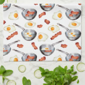 Wasserfarben Bacon & Eggs Frühstücksbuffet Muster Geschirrtuch (Gefaltet)