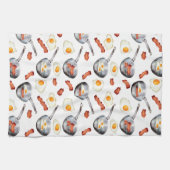 Wasserfarben Bacon & Eggs Frühstücksbuffet Muster Geschirrtuch (Horizontal)