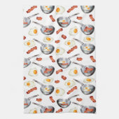 Wasserfarben Bacon & Eggs Frühstücksbuffet Muster Geschirrtuch (Vertikal)