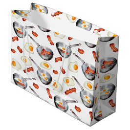 Wasserfarben Bacon & Eggs Frühstücksbuffet Muster Große Geschenktüte