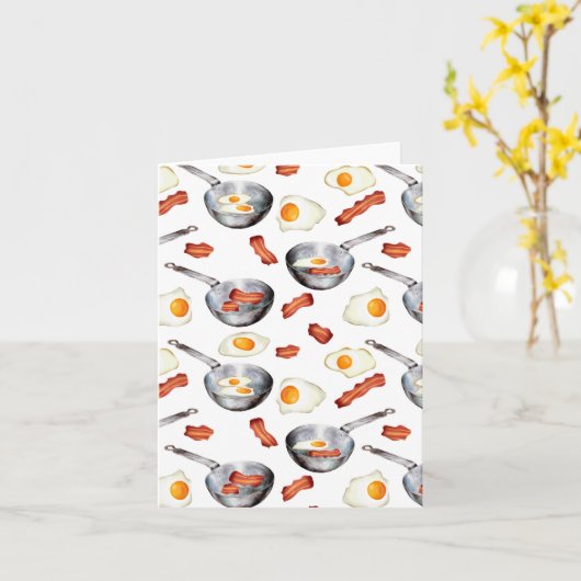 Wasserfarben Bacon & Eggs Frühstücksbuffet Muster Karte (Gelbe Blume)