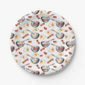 Wasserfarben Bacon & Eggs Frühstücksbuffet Muster Pappteller (Vorderseite)