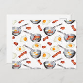 Wasserfarben Bacon & Eggs Frühstücksbuffet Muster Postkarte (Vorne/Hinten)