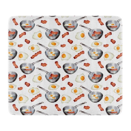 Wasserfarben Bacon & Eggs Frühstücksbuffet Muster Schneidebrett (Vorderseite)