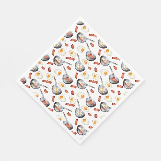 Wasserfarben Bacon & Eggs Frühstücksbuffet Muster Serviette (Ecke)