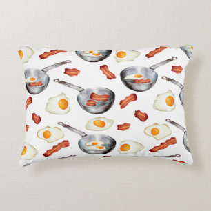 Wasserfarben-Bacon-&-Eier-Frühstück-Food-Pattern Dekokissen