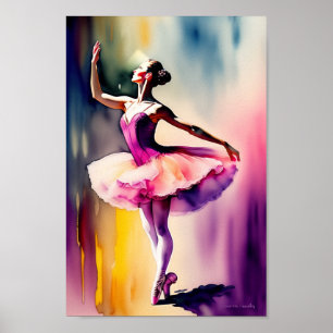 Wasserfarben-Balletttänzerin Kunstposter Poster
