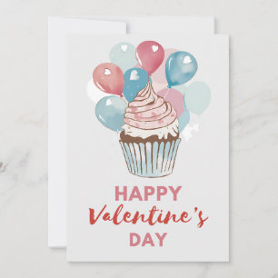Wasserfarben-Ballon-Cupcake-Valentinstagskarte Feiertagskarte