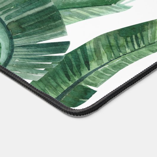 Wasserfarben Banana Palm Blätter Personalisiert Schreibtischunterlage (Ecke)