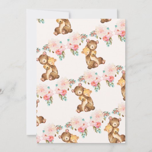 Wasserfarben-Bärenjunge Einladung (Rückseite)