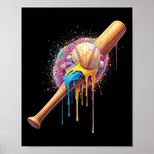 Wasserfarben-Baseball-Ice-Creme - Jungs-Geschenk f Poster