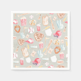 Wasserfarben-Baseball-Muster Serviette