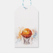 Wasserfarben Basketball Babydusche Geschenkanhänger (Rückseite)