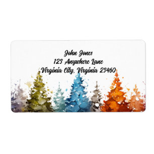 Wasserfarben-Bäume geben das Adressetikett zurück